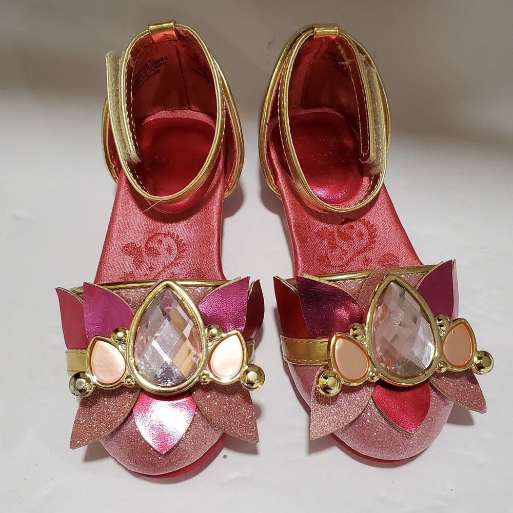 Aurora Girl's 7/8 Costume Shoes Pink Gem Princess Sleeping Beauty Disney Store - Picture 3 of 9